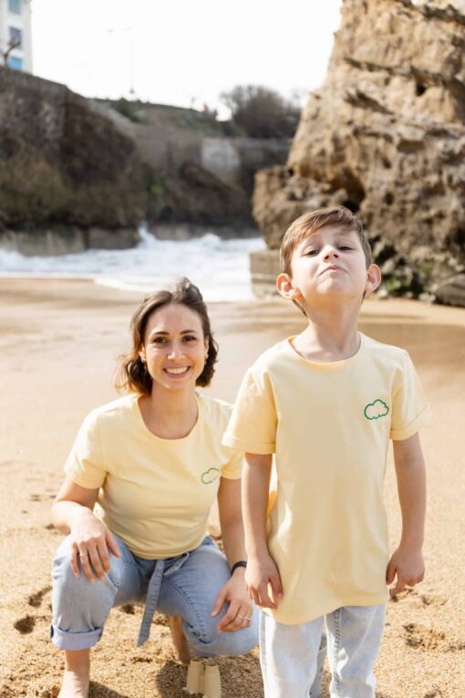| NOS MINIS TEE SHIRT JAUNE NUAGE VERT FEMME ENFANT scaled Nos minis