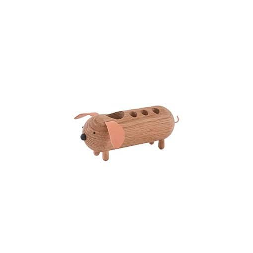 Dinnette en bois | M107201 Eddie Dog Pencil Holder 901 Nature Main Nos minis