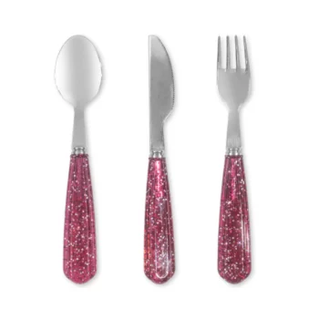 Couverts Enfants A Paillettes Rose